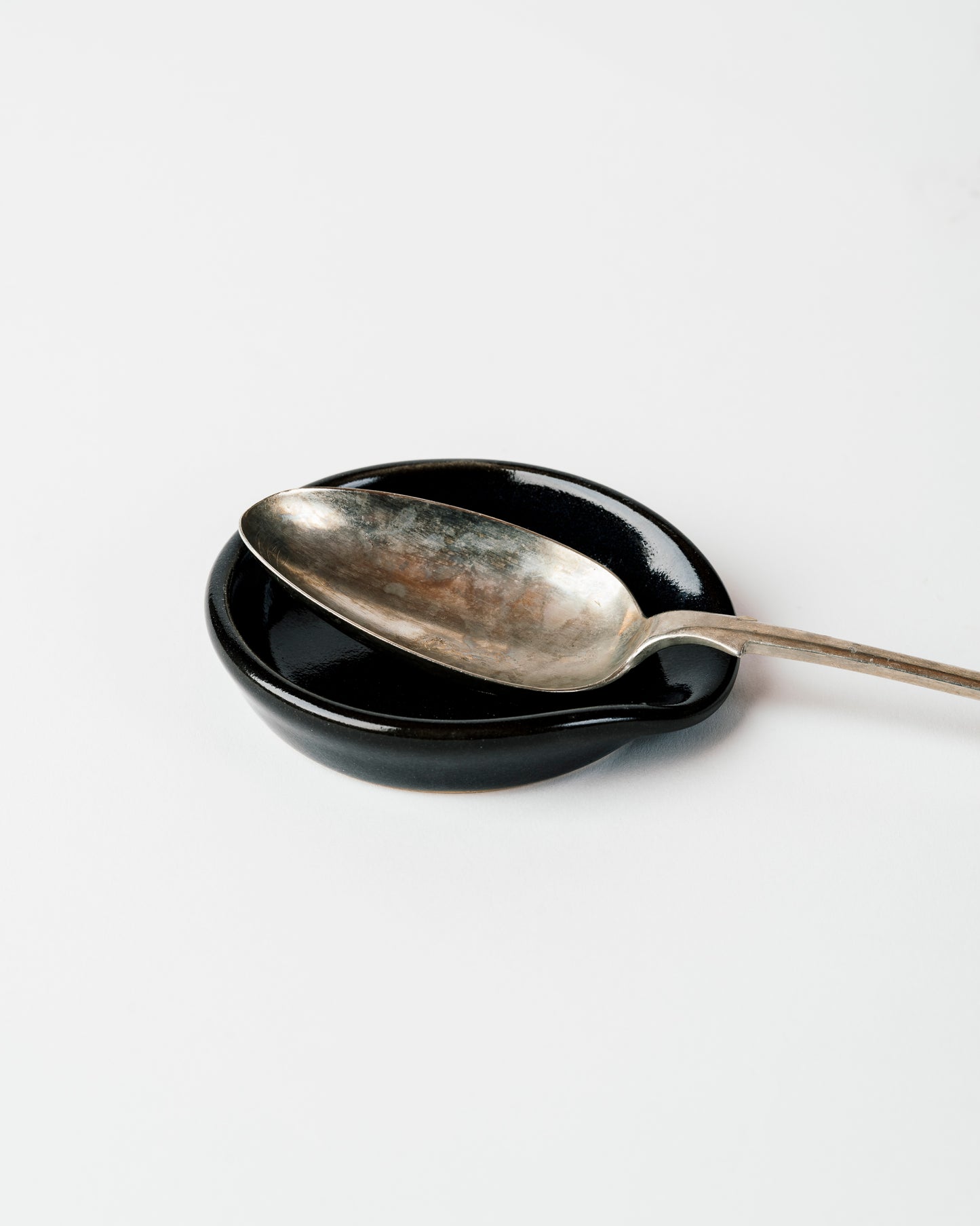 Handmade Dark Woad Blue Ceramic Spoon Rest – Minimalist Kitchen Counter Accessory for Clean Cooking & Stylish Decor