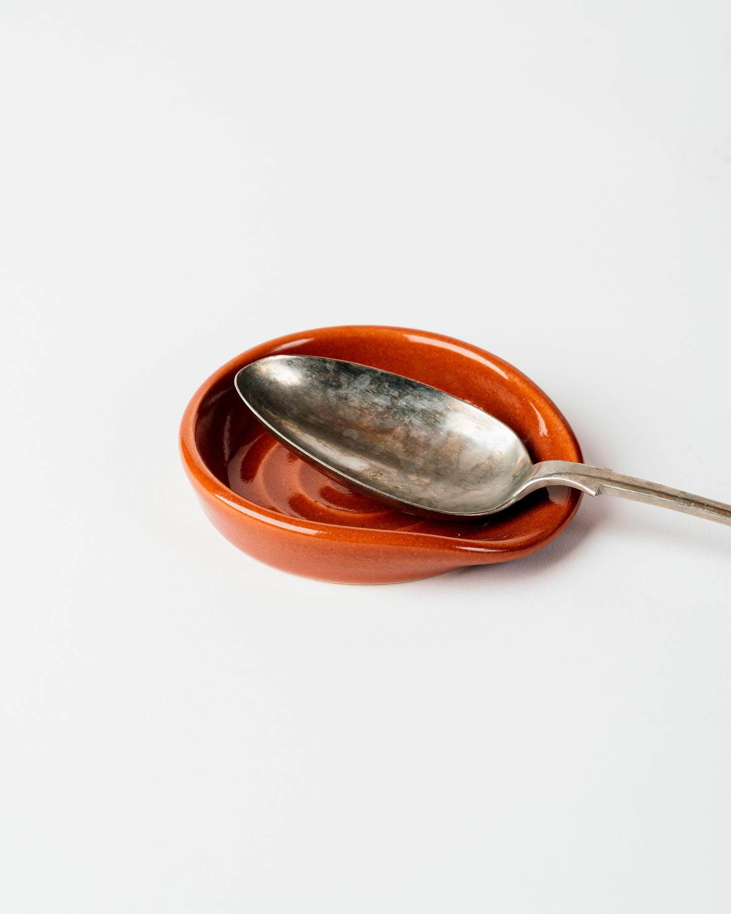 Handmade Dark Woad Blue Ceramic Spoon Rest – Minimalist Kitchen Counter Accessory for Clean Cooking & Stylish Decor