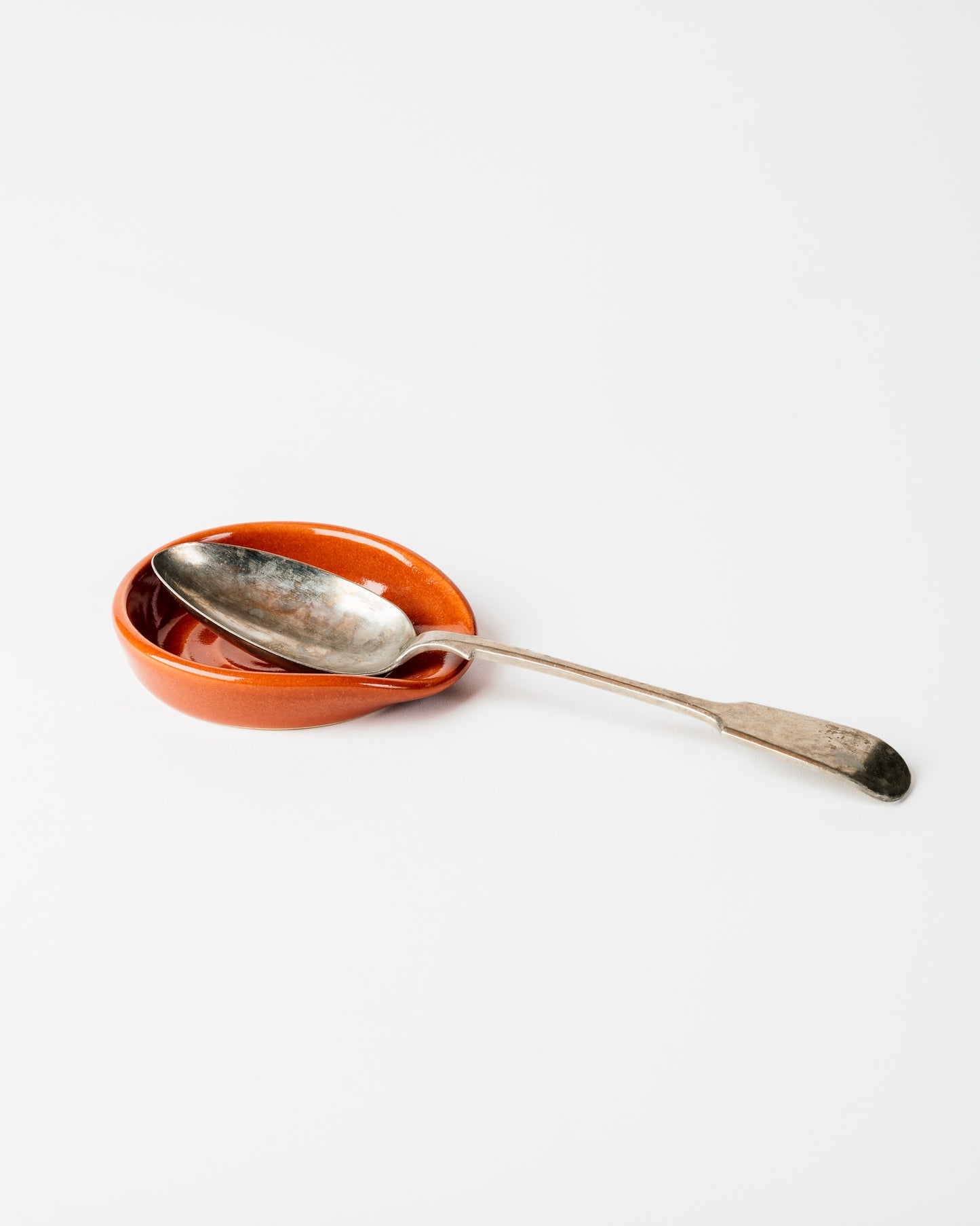 Handmade Dark Woad Blue Ceramic Spoon Rest – Minimalist Kitchen Counter Accessory for Clean Cooking & Stylish Decor