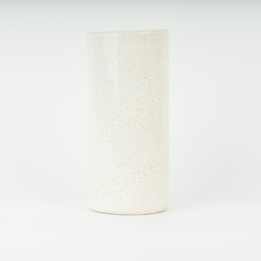 Speckled White Cylinder Vase image 0