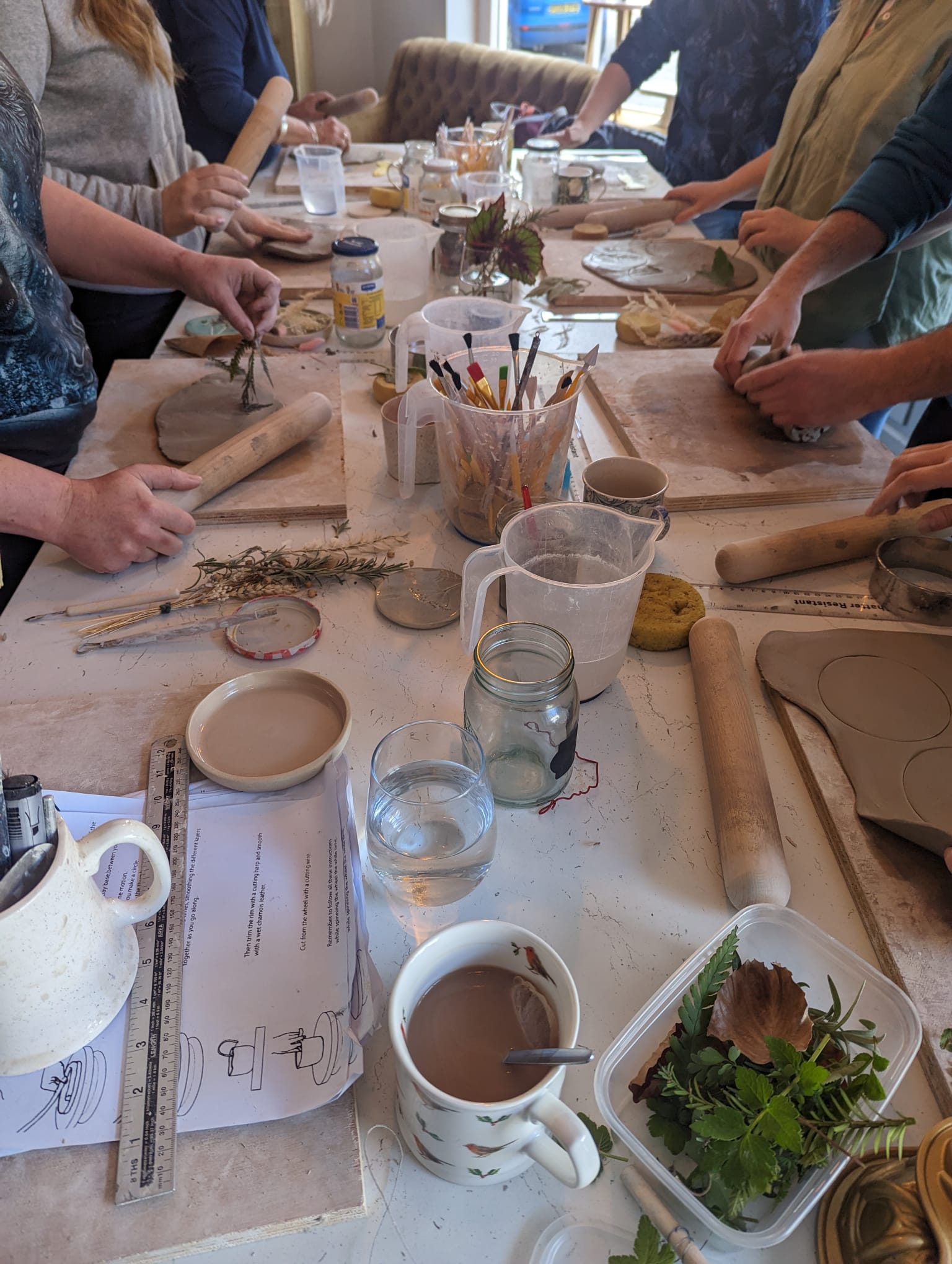 embossing foliage in clay 