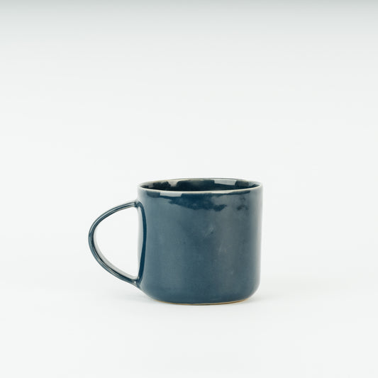 Handmade Woad Navy Blue Stoneware Breakfast Mug – High Gloss Ceramic Cup for Hot Beverages