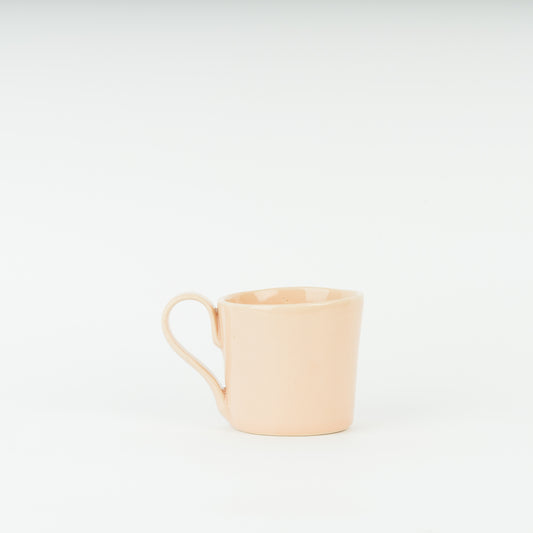 Handmade Soft Peony Pink Stoneware Coffee Cup – Modern Ceramic Mug with Neutral Glossy Glaze – Artisan Pottery for Everyday Use)