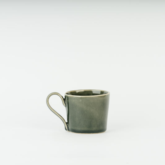 Handmade Verna Dark Green Stoneware Coffee Cup – Modern Ceramic Mug with Dark Glossy Glaze – Artisan Pottery for Everyday Use