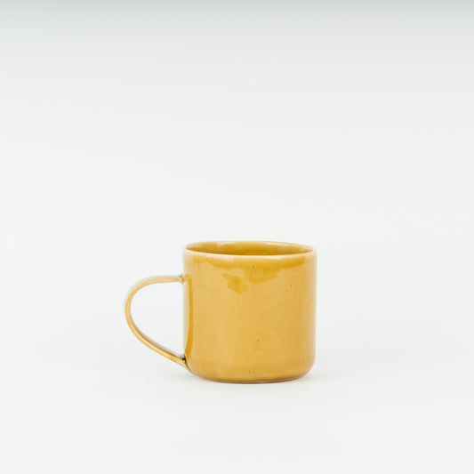 Handmade Mustard Yellow Ochre Stoneware Breakfast Mug – High Gloss Ceramic Cup for Hot Beverages