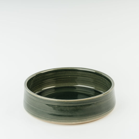 Handmade Medium Verna Dark Green Ceramic Dog Bowl – Wheel Thrown Stoneware Pet Dish – Modern Glazed Food & Water Bowl for Dogs