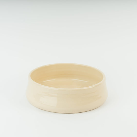 Handmade Medium Creamy Tallow White Ceramic Dog Bowl – Wheel Thrown Stoneware Pet Dish – Modern Glazed Food & Water Bowl for Dogs
