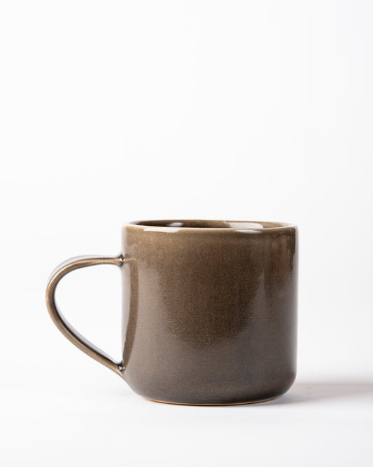 Handmade Vern Dark Green Stoneware Breakfast Mug – High Gloss Ceramic Cup for Hot Beverages