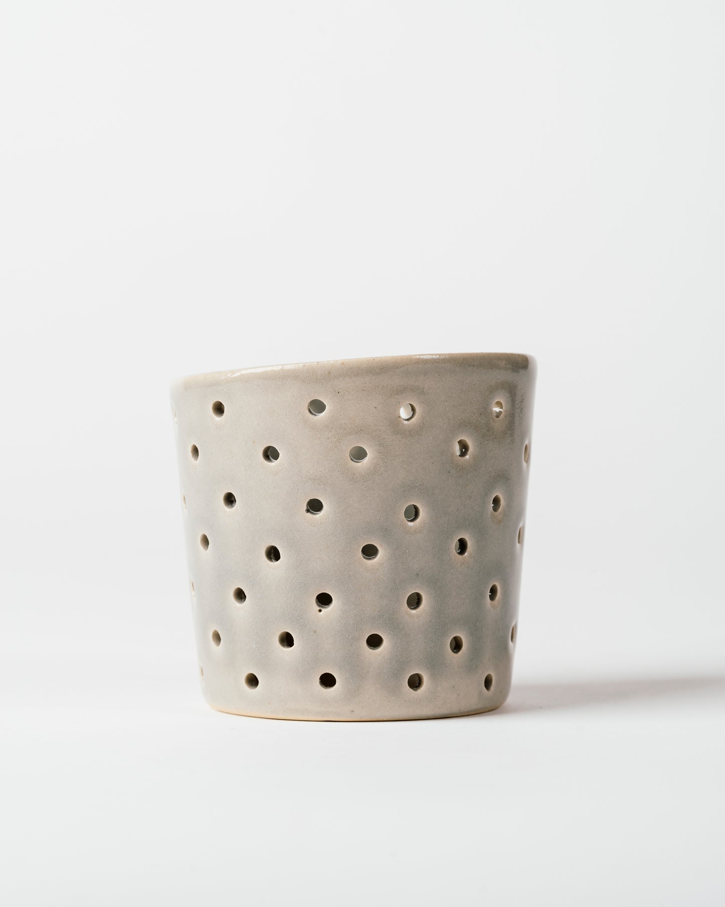 Cloud Grey Candle Lantern - Handmade Ceramic Candle Lantern – Artisan Glazed Candle Holder for Indoor & Outdoor Ambient Lighting, Boho or Minimalist Home Décor