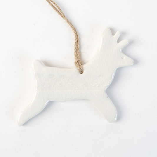 Polar white ceramic reindeer made by the wirksworth pottery company